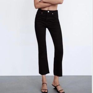 Zara cropped flare black jeans